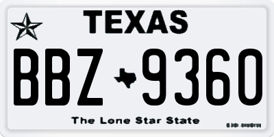 TX license plate BBZ9360