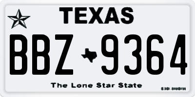 TX license plate BBZ9364