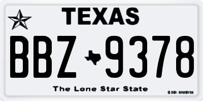 TX license plate BBZ9378