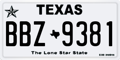 TX license plate BBZ9381