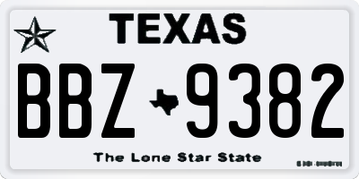 TX license plate BBZ9382