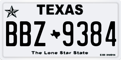 TX license plate BBZ9384