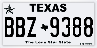 TX license plate BBZ9388