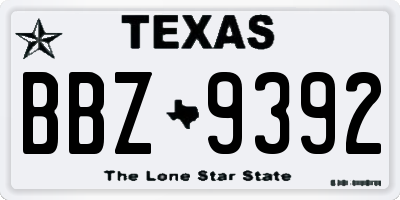 TX license plate BBZ9392