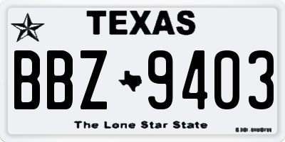 TX license plate BBZ9403