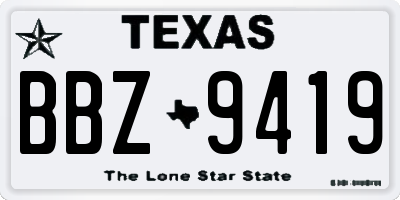 TX license plate BBZ9419