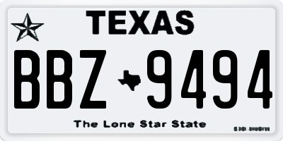 TX license plate BBZ9494