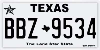 TX license plate BBZ9534