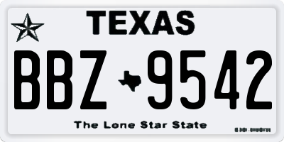 TX license plate BBZ9542