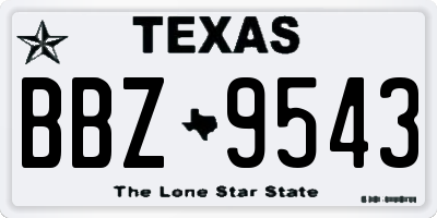 TX license plate BBZ9543
