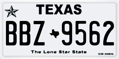 TX license plate BBZ9562