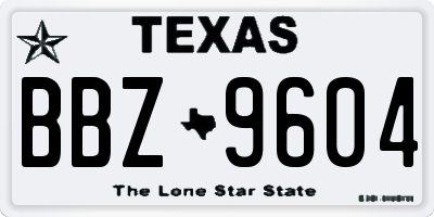 TX license plate BBZ9604