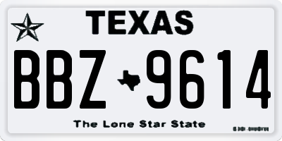 TX license plate BBZ9614
