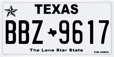 TX license plate BBZ9617