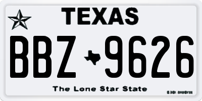 TX license plate BBZ9626