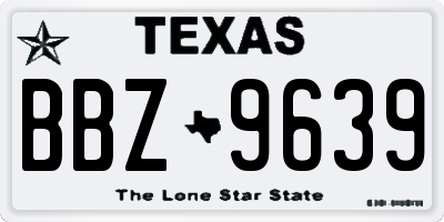 TX license plate BBZ9639