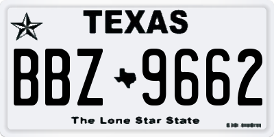 TX license plate BBZ9662