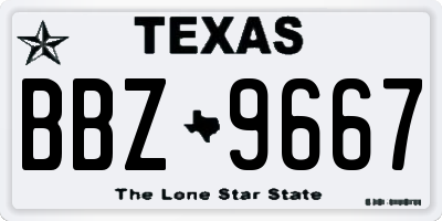 TX license plate BBZ9667