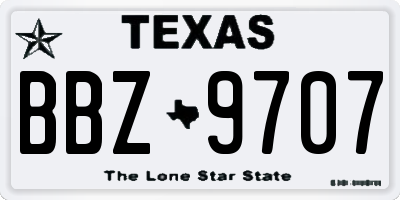 TX license plate BBZ9707