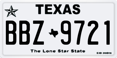 TX license plate BBZ9721