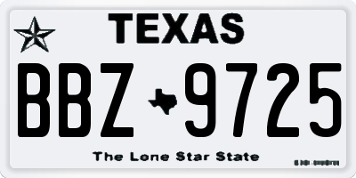 TX license plate BBZ9725