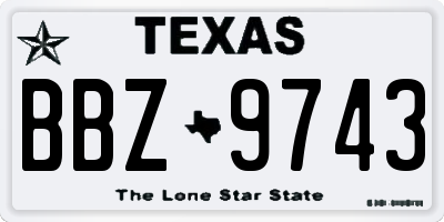TX license plate BBZ9743