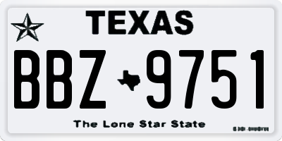 TX license plate BBZ9751