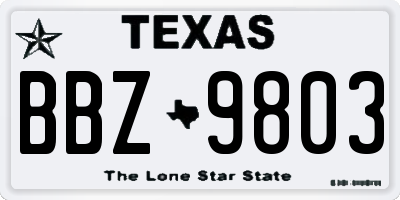 TX license plate BBZ9803