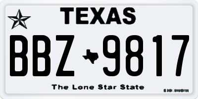 TX license plate BBZ9817