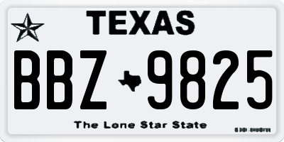 TX license plate BBZ9825