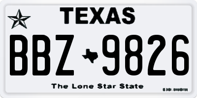 TX license plate BBZ9826