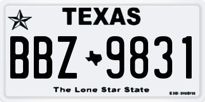 TX license plate BBZ9831