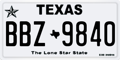 TX license plate BBZ9840