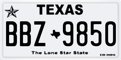 TX license plate BBZ9850