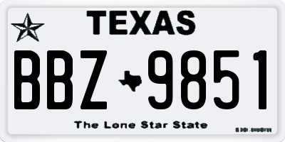 TX license plate BBZ9851