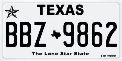 TX license plate BBZ9862
