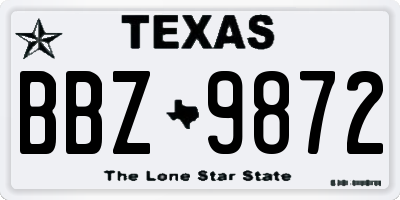 TX license plate BBZ9872