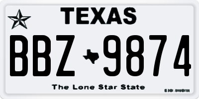 TX license plate BBZ9874