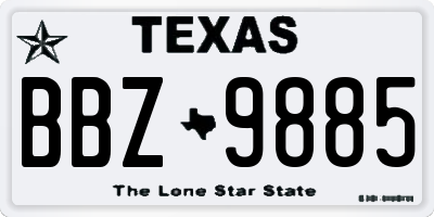 TX license plate BBZ9885