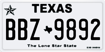 TX license plate BBZ9892