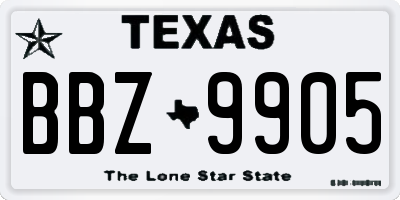 TX license plate BBZ9905