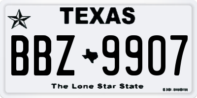 TX license plate BBZ9907