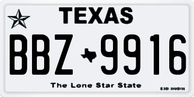 TX license plate BBZ9916