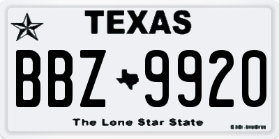 TX license plate BBZ9920