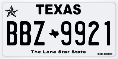 TX license plate BBZ9921