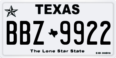 TX license plate BBZ9922