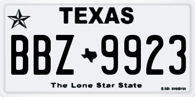 TX license plate BBZ9923