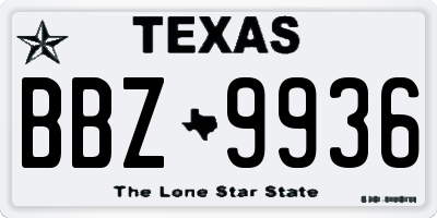 TX license plate BBZ9936