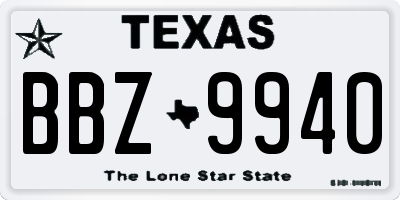 TX license plate BBZ9940