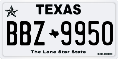 TX license plate BBZ9950